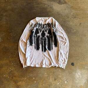 Vintage Affliction Thermal Waffle Knit, Y2K Gothic Print Shirt, Size M